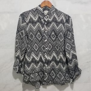 J.Crew Linen Button Down Grey Southwestern Print s